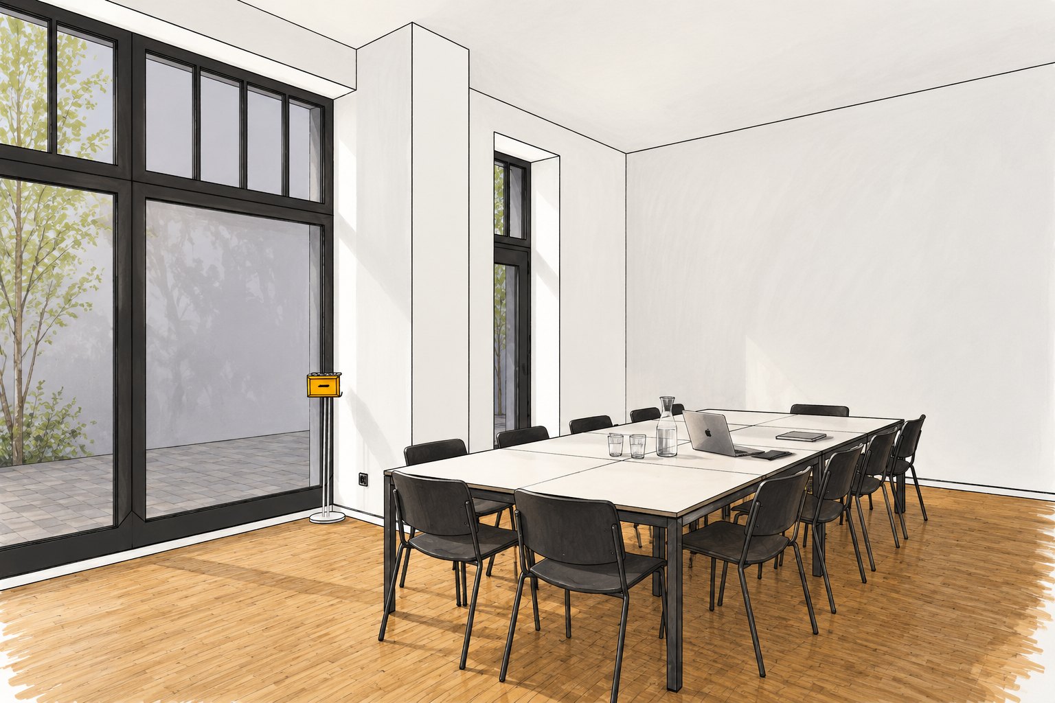 Skizze: Meeting im Studio
